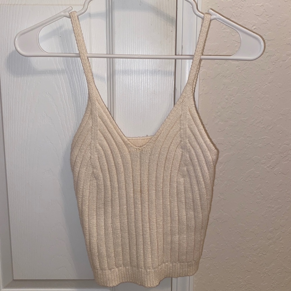 Pacsun cream knit tank crop top
